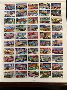 Sheet of Uncut 50 State United States Postage Stamps 34-Cent 2001 - Picture 1 of 1