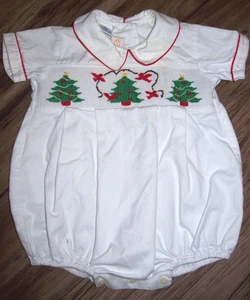 Junge 3 M Boutique * ANAVINI GESMOKTER WEIHNACHTSBAUM Bubble Strampler 100% Baumwolle XLENT - Bild 1 von 4