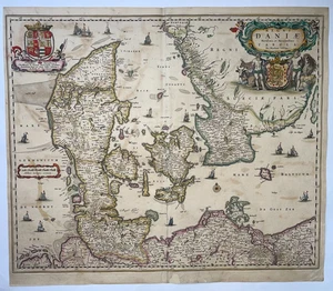 DENMARK c. 1670 NICOLAS VISSCHER I LARGE ANTIQUE MAP 17TH CENTURY - Picture 1 of 13