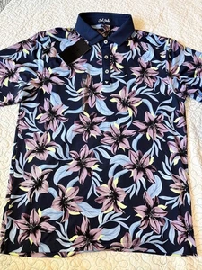 Bad Birdie Men's Size Large Floral Polo Shirt #618 - Picture 1 of 7