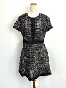 Forever New Womens Dress Size 12 Black Tweed Fit & Flare Office Occasion Formal - Picture 1 of 13