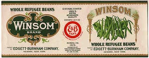 *Original* WINSOM Embossed REFUGEE BEANS Newark New York Can Label NOT A COPY! - Bild 1 von 3