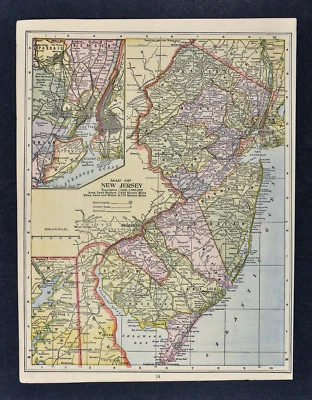 Mapa de Mathews Northrup 1895 Nueva Jersey y Nueva York Trenton Princeton NJ NY NYC Foto 1 de 2