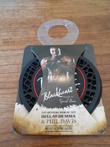 Blackheart spiced rum Bellator MMA Phil Davis black rubber ltd. coaster pair 2! - Picture 1 of 2