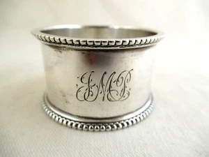 Solid Silver LARGE BEAD EDGE NAPKIN RING Hallmarked:- BIRMINGHAM 1918 - Picture 1 of 6