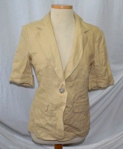 Cabi Camel Casual Career 100% Linen S/S Blazer Top Women's Size M EUC - Picture 1 of 2
