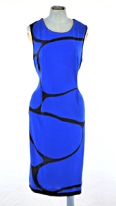 Nina Leonard Pencil Dress Blue Sleeveless Stretch Round Neck Elegant Size L - Picture 1 of 10