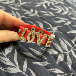 Love Bracelet Red Textured Letters - Picture 1 of 6