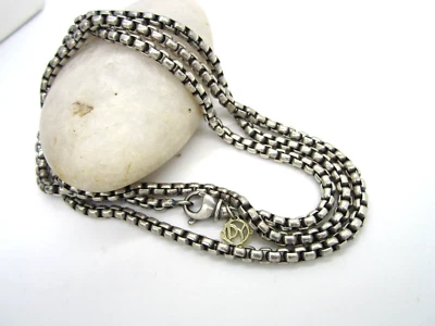 Estate David Yurman 纯银 14K 金 29 英寸长 42 克链式项链 — 第 1/3 张图片