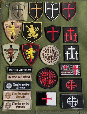 Templar Knight Crusader Holy Shield Jerusalem Christian Cross Hook Loop Patch - Image 1 of 4