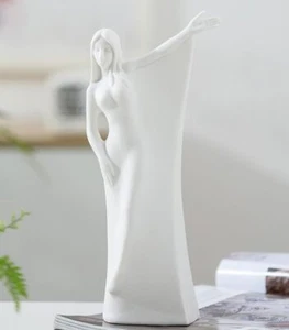 White Ceramic Female Art Vase Modern Minimalist Body Sculpture Home Decor - Picture 1 of 6