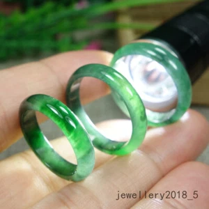 3Pcs Certified Green 100% Natural A jadeite jade Ring 戒指 USA.5.5#-8#-9.2# - Picture 1 of 17