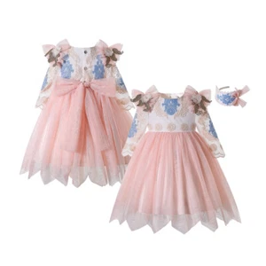 Toddler Girls Flower Dress 3 4 5 6 8 10 12 Bridesmaid Party Wedding Dresses Pink - Picture 1 of 12