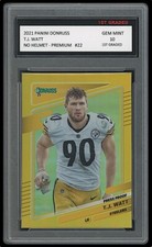 TJ WATT 2021 PANINI DONRUSS PRESS PROOF HOLO NO HELMET 1ST GRADED 10 CARD T.J.