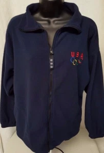 USA Olympic Mens Jacket Coat Size M Medium Blue Symbol Fleece - Picture 1 of 3