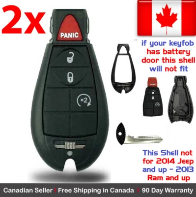 2x New Replacement Keyless Remote Key Fob Case For Dodge Caravan RAM Shell Only — 第 1/3 张图片