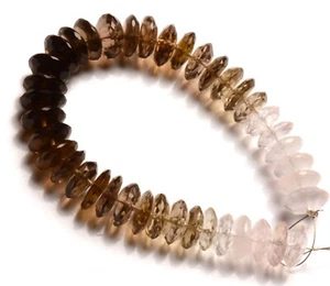 Natural Smoky and Rose Quartz Gems 10 mm Faceted German Cut Beads 6.5" Strand - Picture 1 of 5