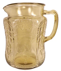 Federal Patrician Pitcher Amber Depression Glass Spoke 8in 75 oz. Vintage - Picture 1 of 5