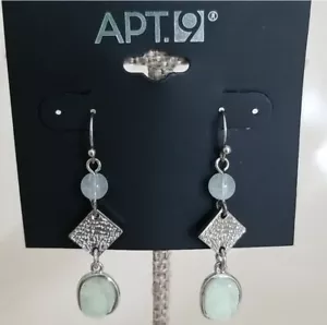 Apt 9 silver tone & light green druzy earringsdangle - Picture 1 of 5