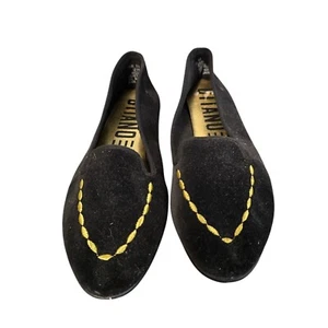 Vintage Gitano Velvet Loafer Flats Black with Gold Loafers Shoes Size 11 - Picture 1 of 6