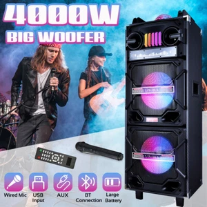 4,000W Portable Bluetooth Speaker Sub Woofer Heavy Bass Sound System Party & Mic - Picture 1 of 13