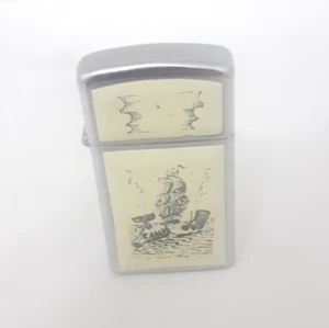 De colección Delgado Zippo Scrimshaw Encendedor Ballenas Y Barco Caza - Imagen 1 de 10