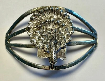 PLATA ESTERLINA 3D MOÑO PAVO REAL SOPORTE PELO ADORNO HECHO EN INDIA (?) SIN PALO  Foto 1 de 4