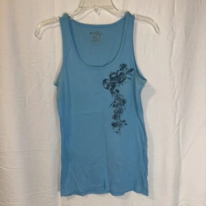OAKLEY XL Baby Blue Graphic Tank Top Ladies Top Shirt Casual Gym Fitness Active - Picture 1 of 7