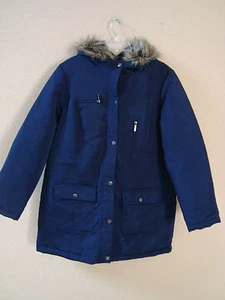 New Style & Co Womens Navy Purple Ink Hooded Jacket Medium - Picture 1 of 8