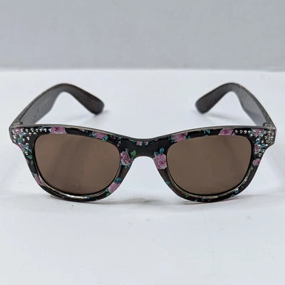 Niñas Niños Talla Lámina Punto Brillante Estampado de Flores Borde de Cuerno Gafas de Sol Junto a la Piscina Divertidas  Foto 1 de 4