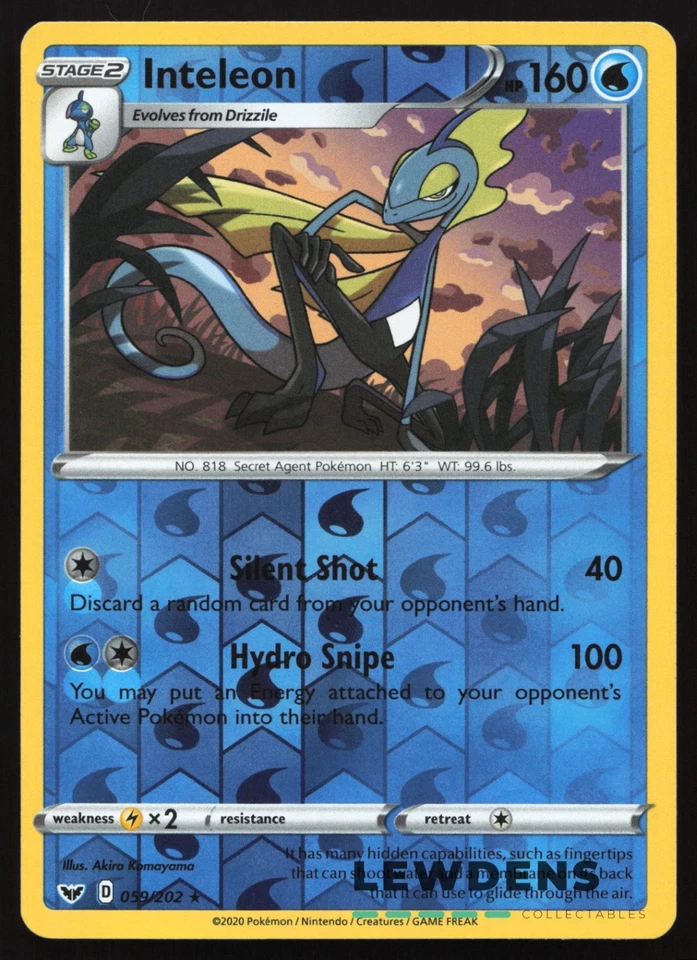 Inteleon (059) - 059/202 - Reverse Holo Rare - SWSH01: Sword & Shield Base Set - - Image 1 of 1