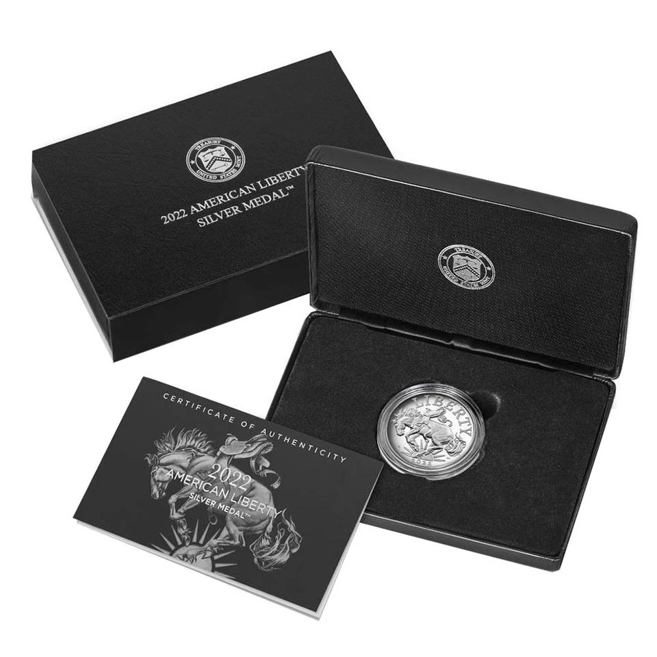 2022-P Proof American Liberty 1 oz caixa de medalha de prata, OGP e certificado de autenticidade - Imagem 1 de 1
