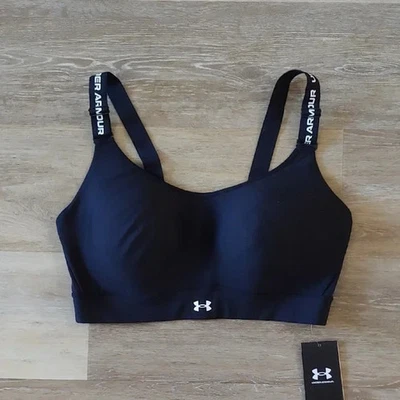 全新带标签 Under Armour 女式 Infinity Mid 2.0 运动文胸黑色 XL 码 (D/DD) — 第 1/4 张图片