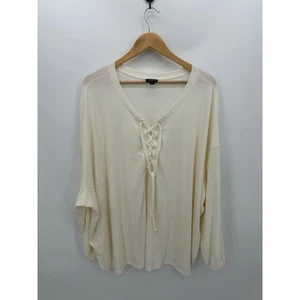 Torrid Texture Jersey Lace-Up Drop Shoulder Top Women 5X Cream Lightweight - Picture 1 of 9