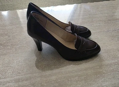 Chadwicks Collection Brown Leather High Heel Loafer Pumps Size 8 W NEW  - Image 1 of 4