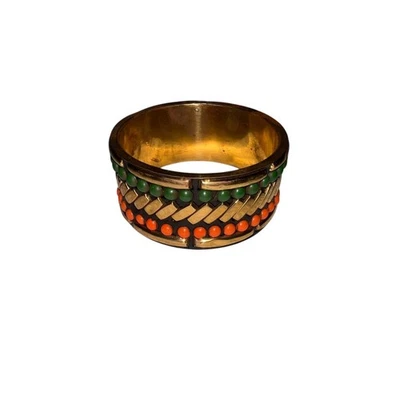 Браслет с бисером Iris Apfel & Bajalia зеленый оранжевый латунь богемное заявление - Изображение 1 из 4