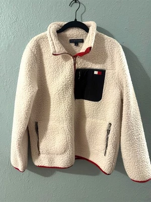 White Colorblock Pocket Sherpa Womens L Tommy Hilfiger Zip-up Jacket - Image 1 of 4