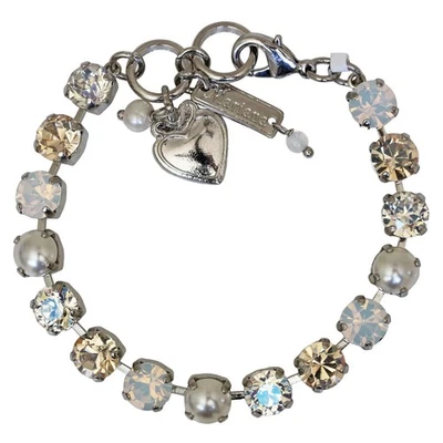 Pulsera de cristal tenis perlas simuladas champán y caviar rodio Mariana Foto 1 de 2