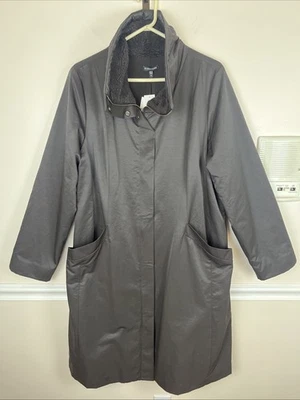 NUEVO CON ETIQUETAS EILEEN FISHER Abrigo Cuello Alto, Algodón Nylon con Forro de Vellón Choc Marrón, XL Foto 1 de 4
