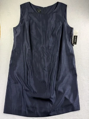 Leslie Fay Shantung Sheath Dress 24WP Petite Navy Purple Sleeveless NWT - Image 1 of 4