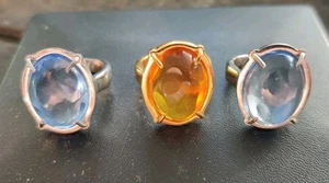 3 MORELLATO YELLOW & BLUE CRYSTALS STAINLESS STEEL BEAUTIFUL SET OF RINGS - Picture 1 of 9