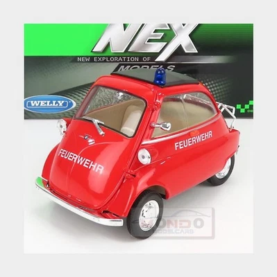 1:18 WELLY Bmw Isetta Feuerwehr 1955 Red Black WE24096FRF - Immagine 1 di 2