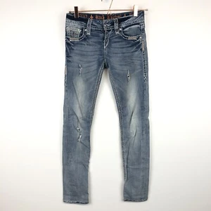 Rock Revival Jeans Jacklyn Skinny Adult Womens 25 x 29 Light Wash Distressed - Picture 1 of 6