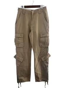 Mens Matchstick Cargo Pants Multiple Pockets & Drawstring Ankle Beige Size 32x32 - Picture 1 of 13