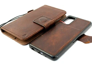 Genuine oil leather Case for Samsung Galaxy S20 wallet book magnetic Removable R - Picture 1 of 7