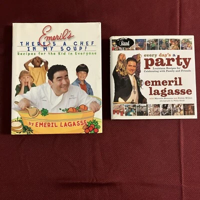 Every Day’s A Party & There’s A Chef In My Soup by Emeril Lagasse BOTH SIGNED HC - Image 1 of 4