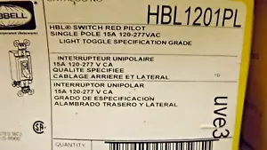 caja de diez (10) HBL1201PL Interruptor piloto rojo Especificación Grado - Imagen 1 de 6
