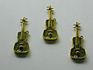 Violonchelo Navidad Instrumento Musical Adorno Oro Plástico Miniatura 1 3/8" - Imagen 1 de 2