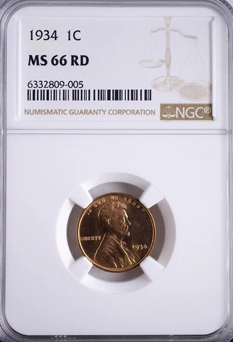 1934 Lincoln Cent NGC MS66RD Cover
