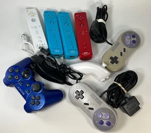 Video Game Controller lot Wii Snes PS3 not working no backs as is parts repair - Picture 1 of 23